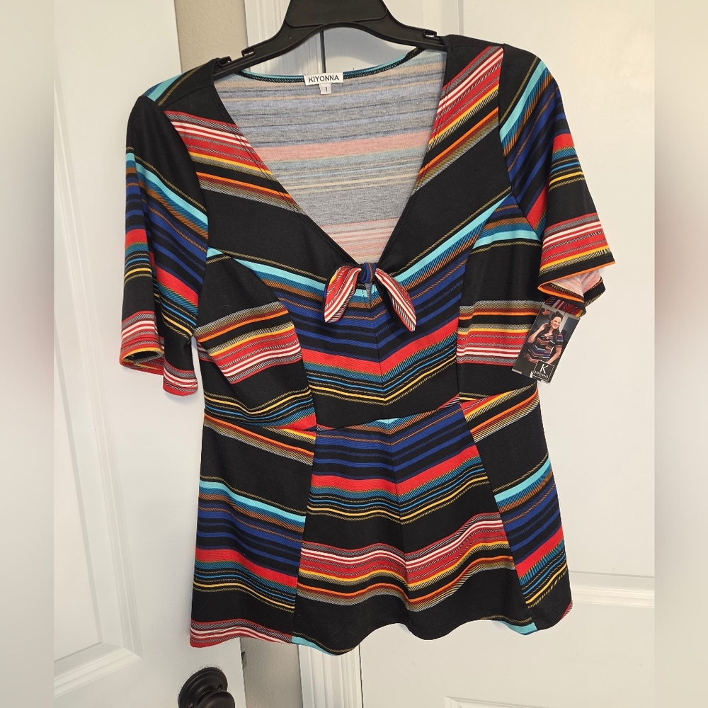 Kiyonna Multicolor Striped Women's Top